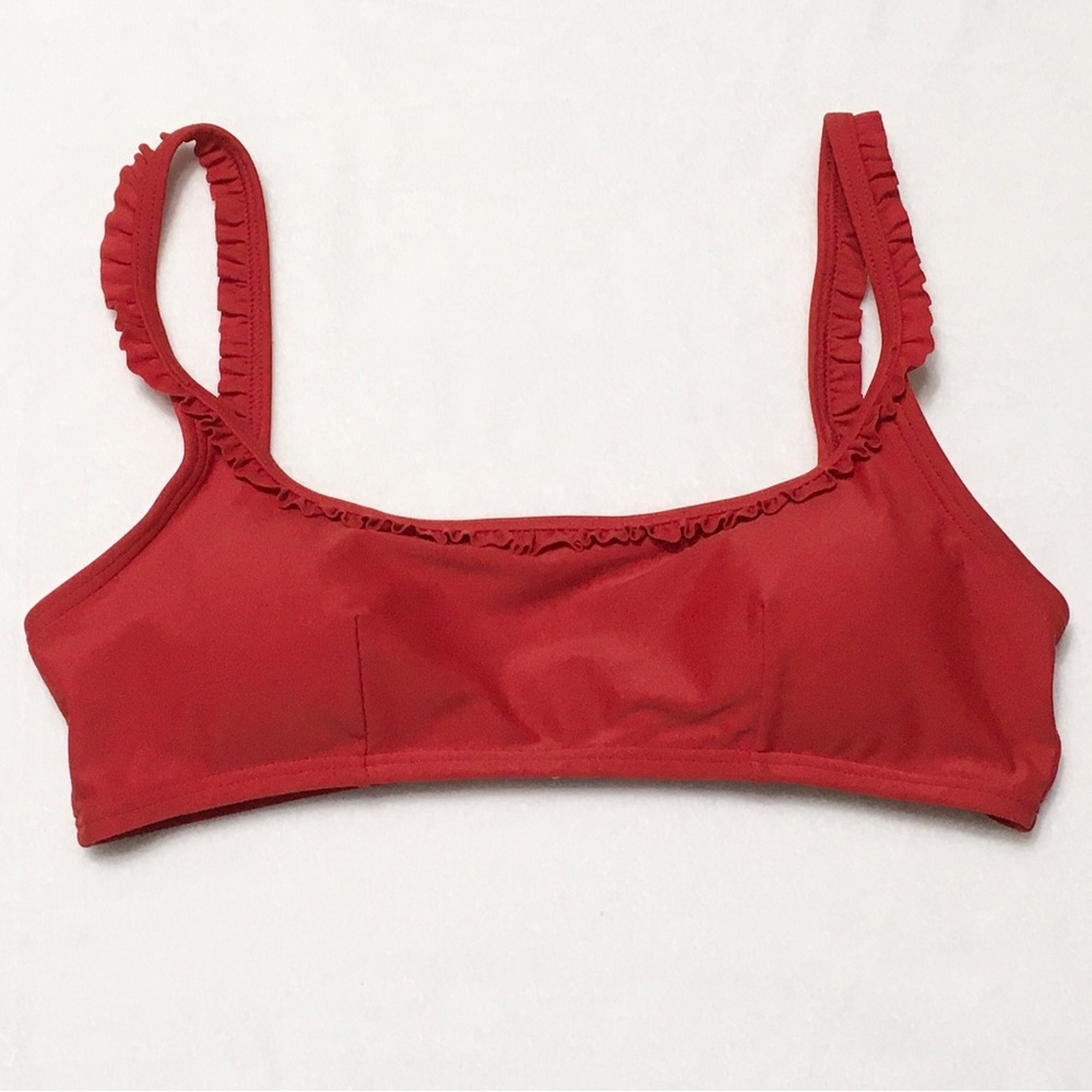 Tommy Hilfiger Womens Size S Red Ruffle Strap Bikini Top Removable Pads